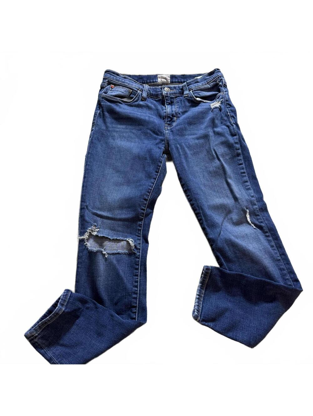 HUDSON Natalie Skinny‎ Mid RiseJeans Wms SZ 28 Distressed Stretch Luxury Preppy